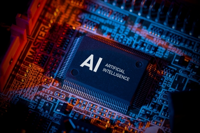 AI microprocessor closeup.